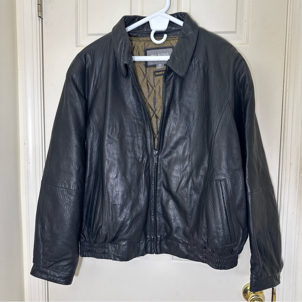 Vintage Wilsons Leather Men’s Black Biker Jacket Size 2X  Thinsulate UltraBomber